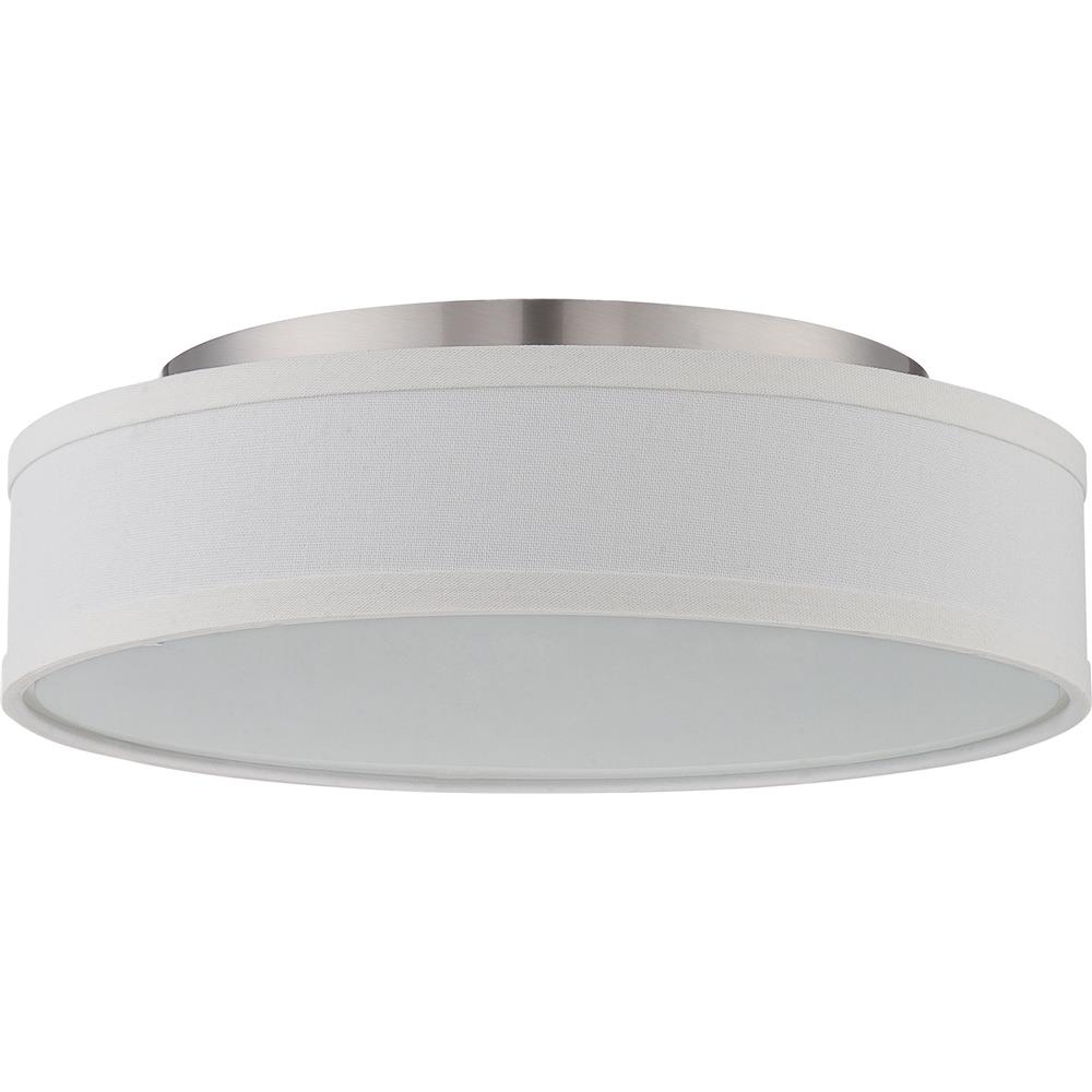 Nuvo Lighting 62/524  Heather - LED Flush Fixture with White Linen Shade in Brushed Nickel Finish